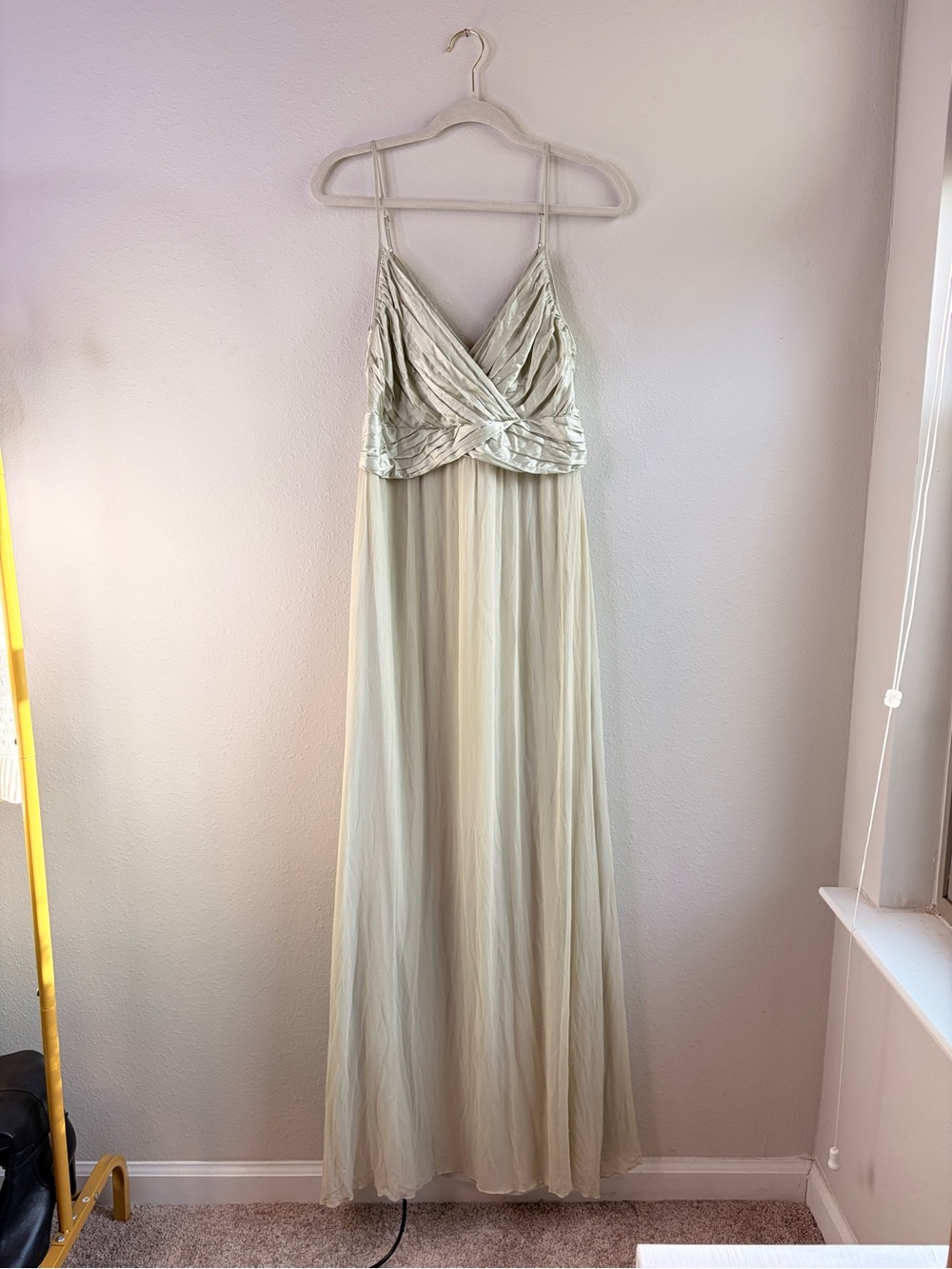 Vintage 100% Silk Calvin Klein Light Sage Romantic Green Gown